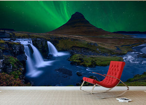 KirkjufellUnder A Boreal Green Sky Wall Mural Wallpaper - Canvas Art Rocks - 2