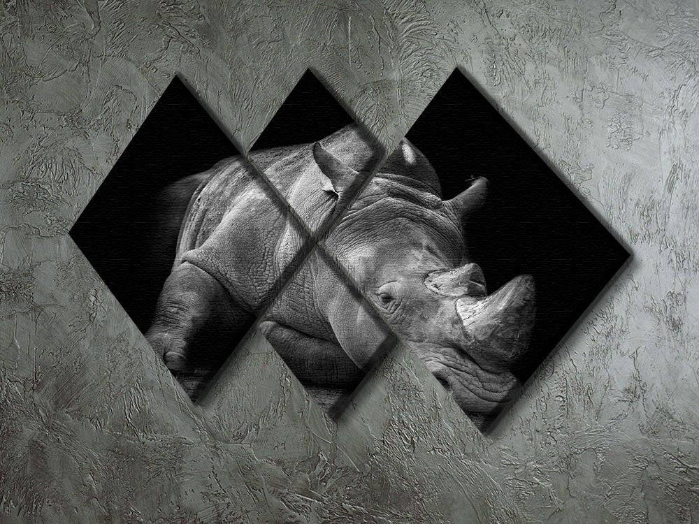 Black And White Rhink 4 Square Multi Panel Canvas - Canvas Art Rocks - 2