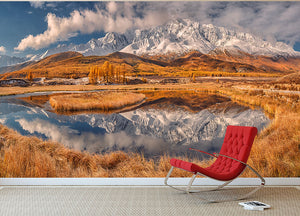 Mirror For Mountains Wall Mural Wallpaper - Canvas Art Rocks - 2