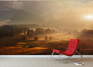 Morning On Alpine Meadow Wall Mural Wallpaper - Canvas Art Rocks - 2