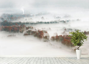 Factory Fog Wall Mural Wallpaper - Canvas Art Rocks - 4