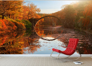 Autumn Lake Wall Mural Wallpaper - Canvas Art Rocks - 2