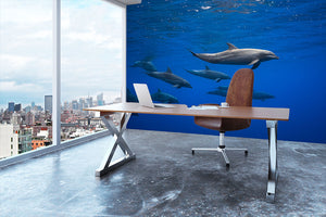 Dolphins Wall Mural Wallpaper - Canvas Art Rocks - 3