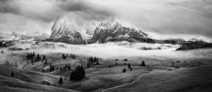 Foggy Dolomites Wall Mural Wallpaper - Canvas Art Rocks - 1