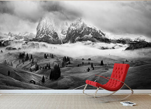 Foggy Dolomites Wall Mural Wallpaper - Canvas Art Rocks - 2