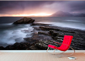 Sunset At Elgol Beach Wall Mural Wallpaper - Canvas Art Rocks - 2