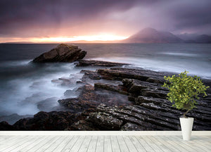 Sunset At Elgol Beach Wall Mural Wallpaper - Canvas Art Rocks - 4