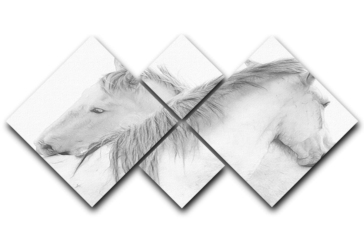 Horses 4 Square Multi Panel Canvas - Canvas Art Rocks - 1