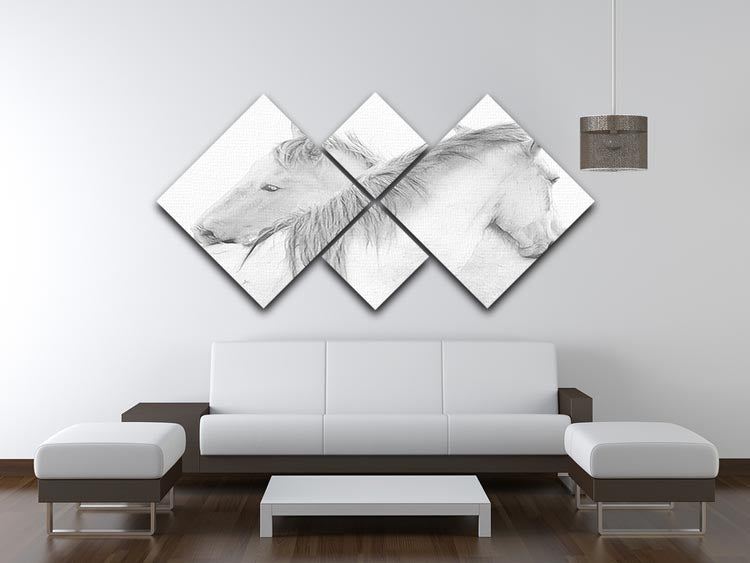 Horses 4 Square Multi Panel Canvas - Canvas Art Rocks - 3