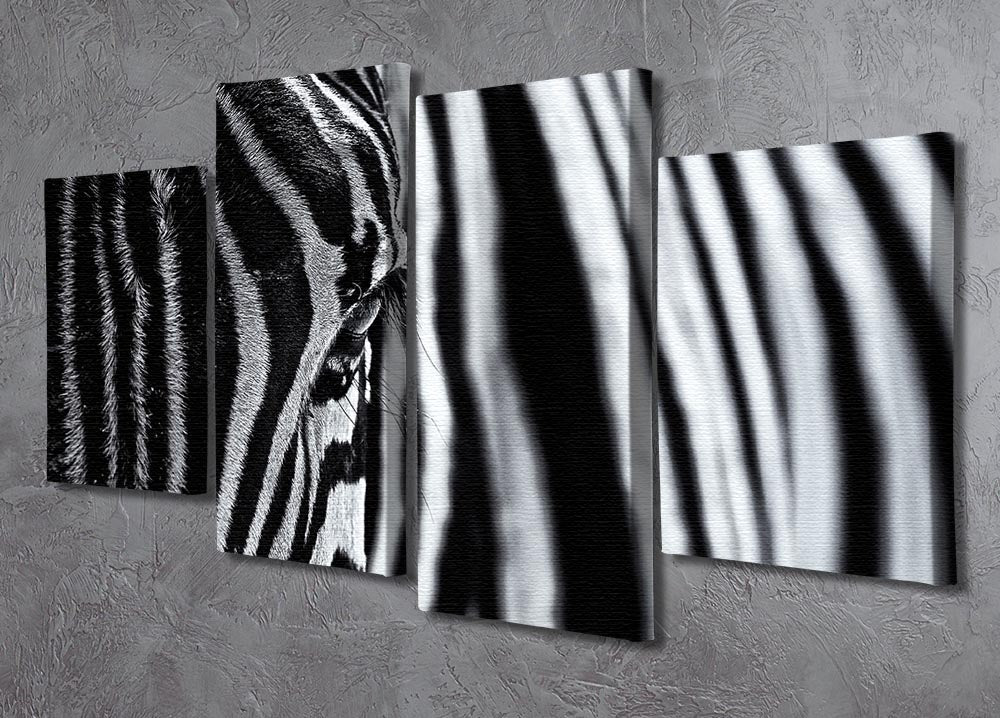 Zebra Close Up 4 Split Panel Canvas - Canvas Art Rocks - 2