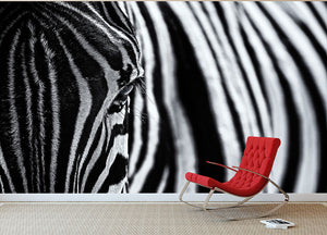 Zebra Close Up Wall Mural Wallpaper - Canvas Art Rocks - 2