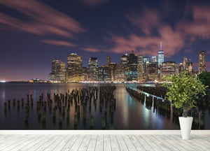 New York City At Night Wall Mural Wallpaper - Canvas Art Rocks - 4