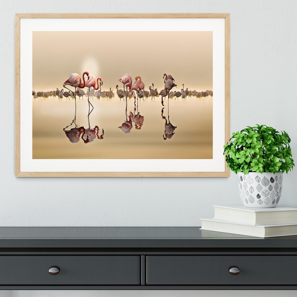 Flamingos In The Sun Framed Print - Canvas Art Rocks - 3