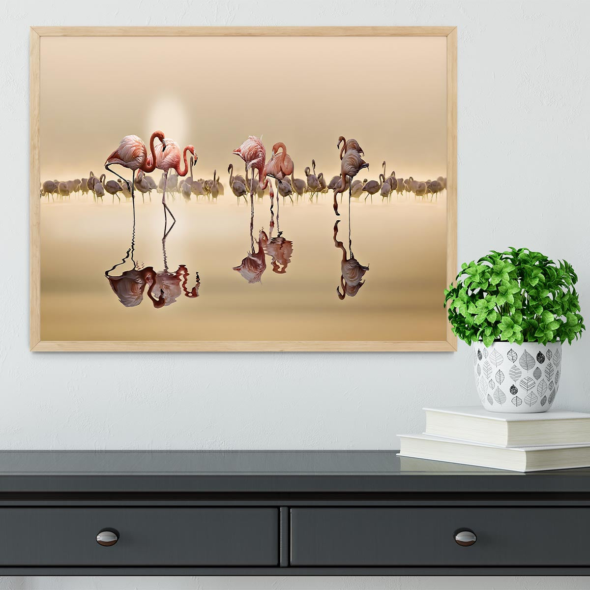 Flamingos In The Sun Framed Print - Canvas Art Rocks - 4