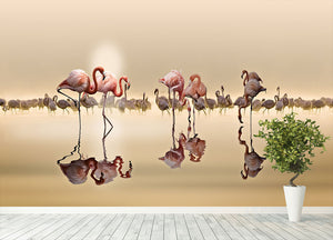 Flamingos In The Sun Wall Mural Wallpaper - Canvas Art Rocks - 4