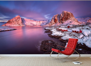 The Snowy Lofoten Wall Mural Wallpaper - Canvas Art Rocks - 2