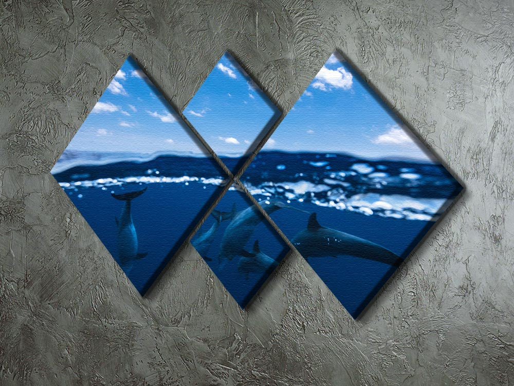 Between Air And Water With The Dolphins 4 Square Multi Panel Canvas - Canvas Art Rocks - 2