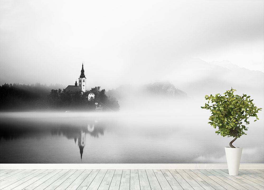Canvas Rasom Note Sunrise At Lake Bled Wall Mural Wallpaper | Canvas Art Rocks – Canvas ...