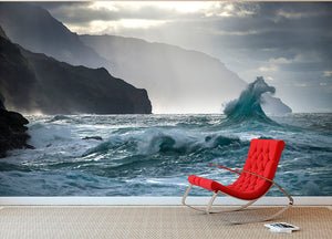 Coastal Waves Wall Mural Wallpaper - Canvas Art Rocks - 2