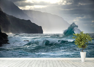 Coastal Waves Wall Mural Wallpaper - Canvas Art Rocks - 4