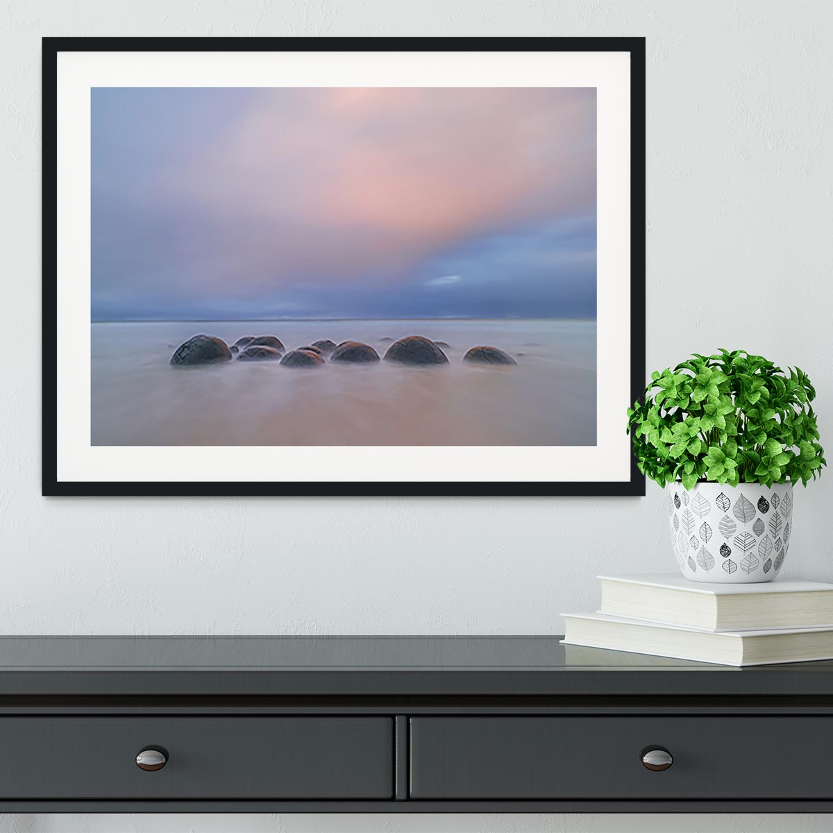 Moeraki Boulders Framed Print - Canvas Art Rocks - 1