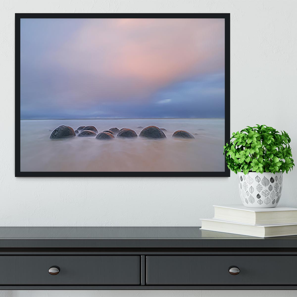 Moeraki Boulders Framed Print - Canvas Art Rocks - 2