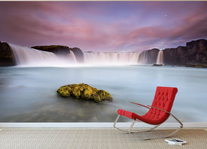 Godafoss And The Moon Wall Mural Wallpaper - Canvas Art Rocks - 2