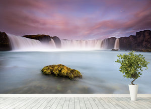 Godafoss And The Moon Wall Mural Wallpaper - Canvas Art Rocks - 4