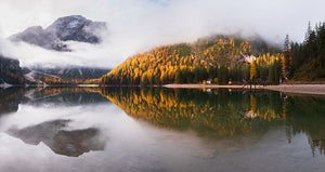 Lake Braies Wall Mural Wallpaper - Canvas Art Rocks - 1