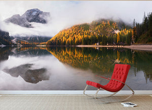 Lake Braies Wall Mural Wallpaper - Canvas Art Rocks - 2