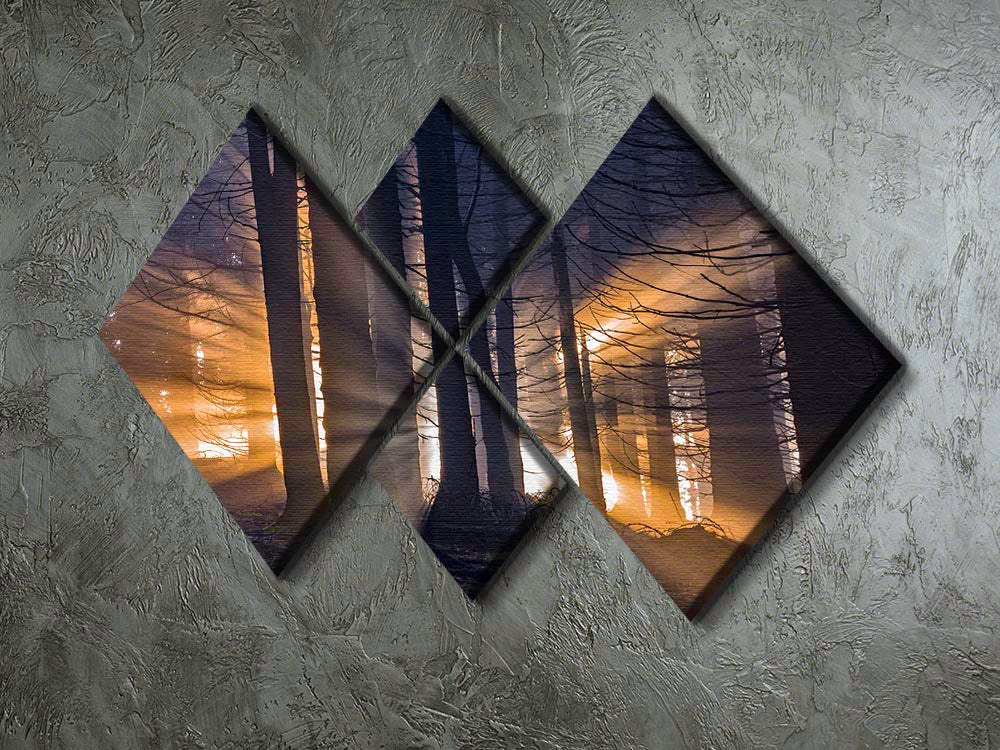 Autumn Forest 4 Square Multi Panel Canvas - Canvas Art Rocks - 2