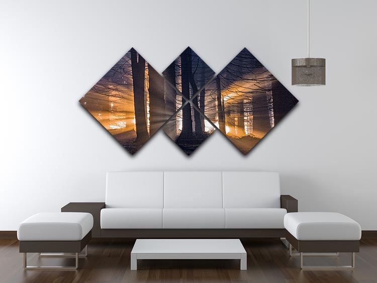Autumn Forest 4 Square Multi Panel Canvas - Canvas Art Rocks - 3