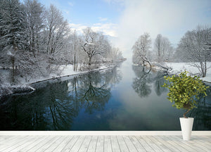 Winter River Wall Mural Wallpaper - Canvas Art Rocks - 4