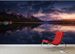 Maligne Mountains Wall Mural Wallpaper - Canvas Art Rocks - 2