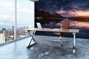 Maligne Mountains Wall Mural Wallpaper - Canvas Art Rocks - 3