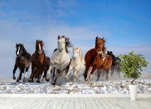 Mongolia Horses Wall Mural Wallpaper - Canvas Art Rocks - 4