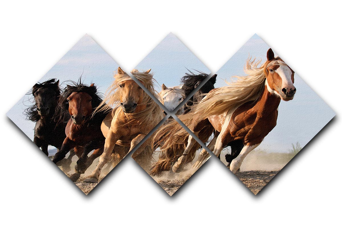 Lucky Six Horses 4 Square Multi Panel Canvas - Canvas Art Rocks - 1