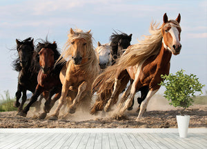 Lucky Six Horses Wall Mural Wallpaper - Canvas Art Rocks - 4