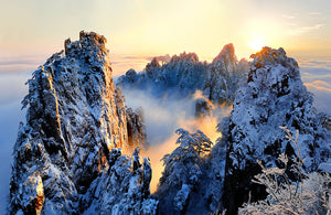 Sunrise At Mt Huang Shan Wall Mural Wallpaper - Canvas Art Rocks - 1