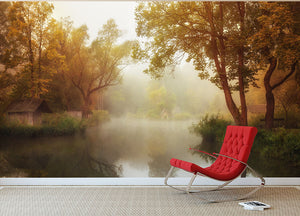 Foggy Autumn Wall Mural Wallpaper - Canvas Art Rocks - 2