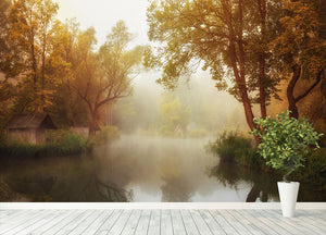 Foggy Autumn Wall Mural Wallpaper - Canvas Art Rocks - 4