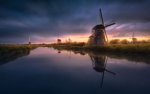 Kinderdijk Windmills Wall Mural Wallpaper - Canvas Art Rocks - 1