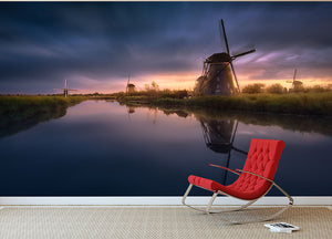 Kinderdijk Windmills Wall Mural Wallpaper - Canvas Art Rocks - 2