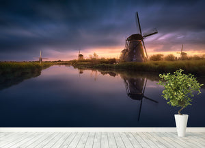 Kinderdijk Windmills Wall Mural Wallpaper - Canvas Art Rocks - 4