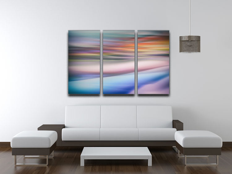 Coloured Waves 2 3 Split Panel Canvas Print - Canvas Art Rocks - 3