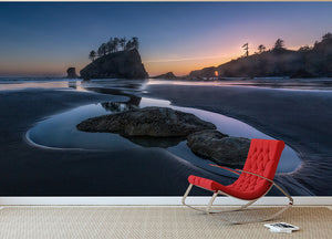 Twilight At Second Beach Wall Mural Wallpaper - Canvas Art Rocks - 2