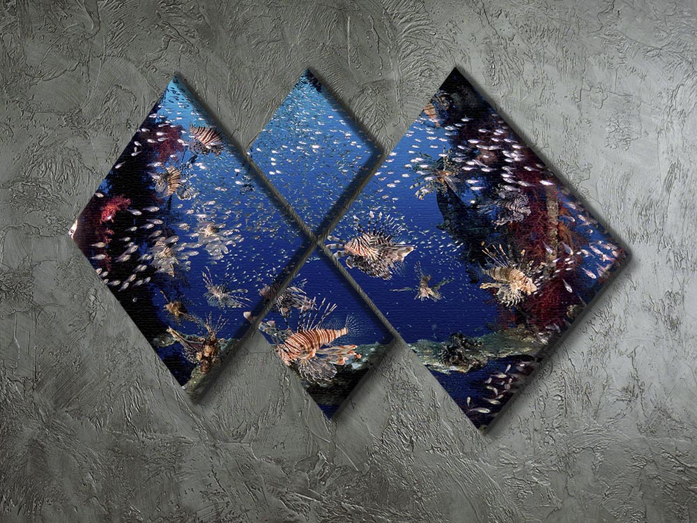 Lionfish Party 4 Square Multi Panel Canvas - Canvas Art Rocks - 2