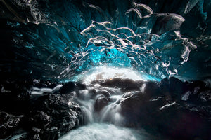 Blue Glacier Cave Wall Mural Wallpaper - Canvas Art Rocks - 1