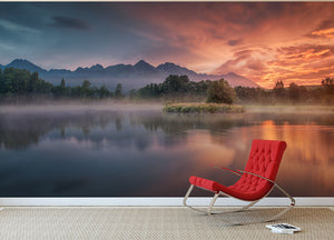 Daybreak By The Lake Wall Mural Wallpaper - Canvas Art Rocks - 2