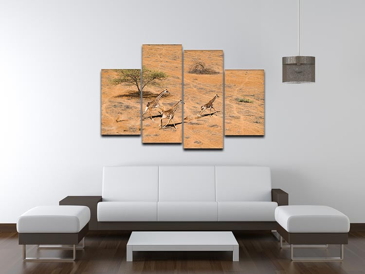 Giraffe Family Paradise 4 Split Panel Canvas - Canvas Art Rocks - 3